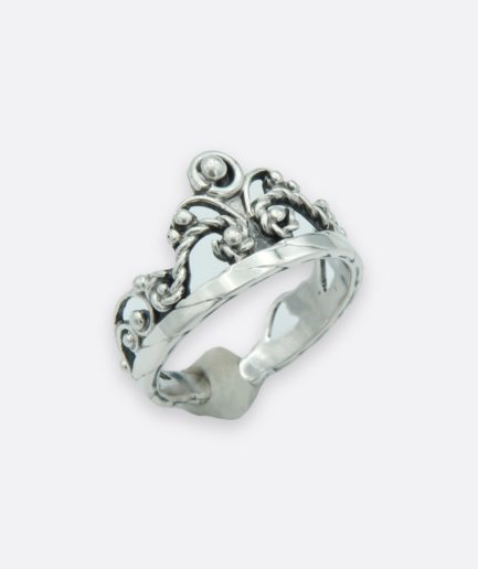 anillo tiara o corona inspirado en las reinas de la historia. plata de ley trabajada a mano