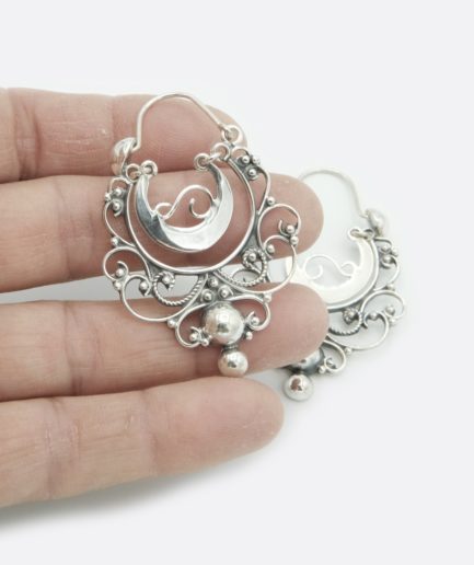 pendientes fonsagrada tradicional gallego, plata de ley trabajada a mano