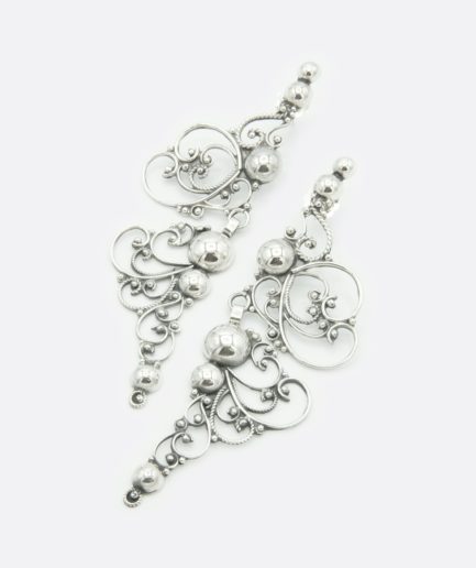 . Maxi Pendientes medio sapo gallego, esferas de plata .